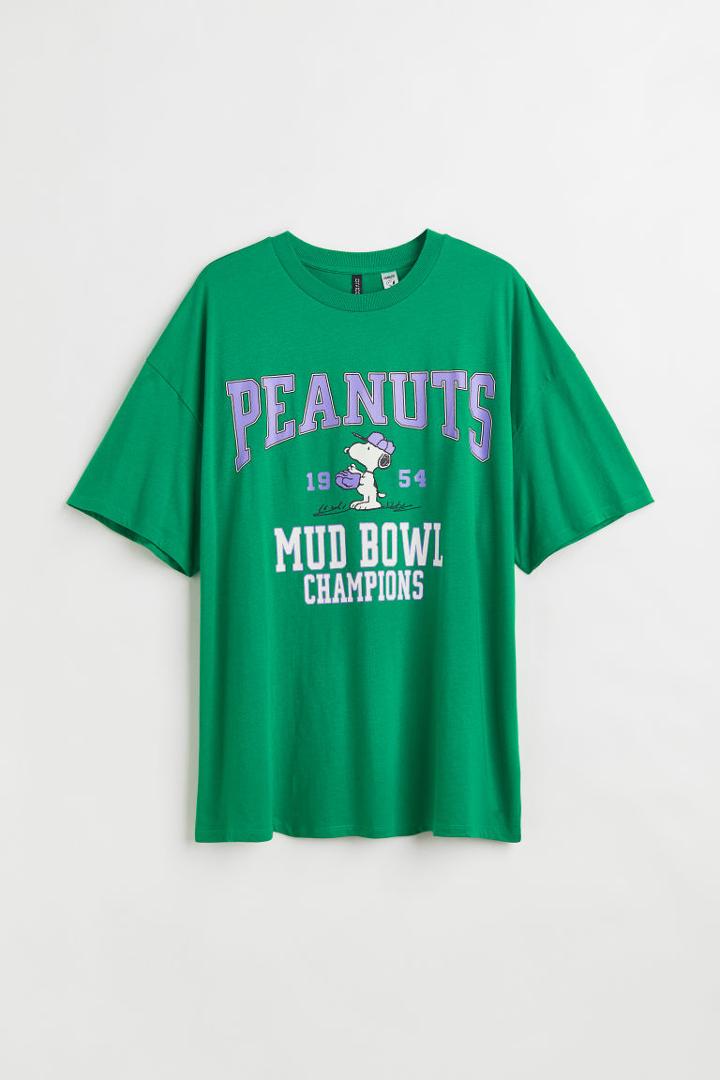 H & M - H & M+ Oversized Printed T-shirt - Green