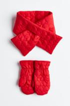 H & M - Scarf And Mittens - Red