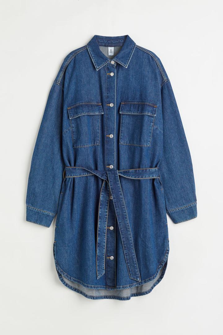 H & M - Denim Shirt Dress - Blue