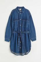 H & M - Denim Shirt Dress - Blue