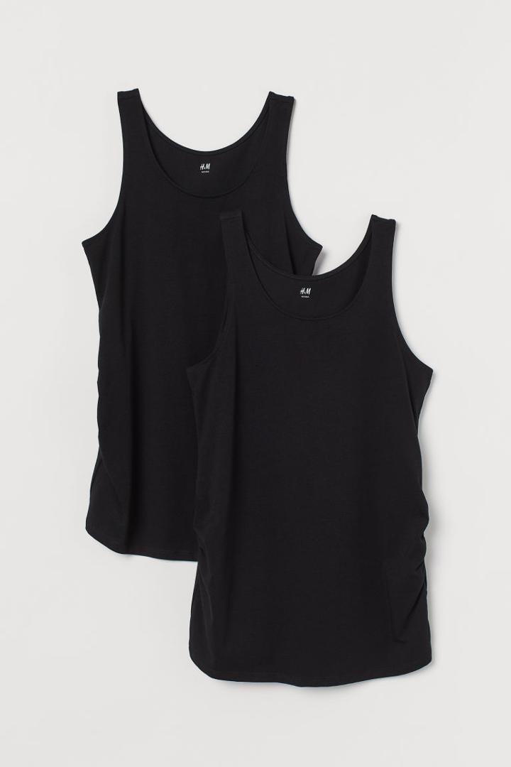 H & M - Mama 2-pack Cotton Tank Tops - Black