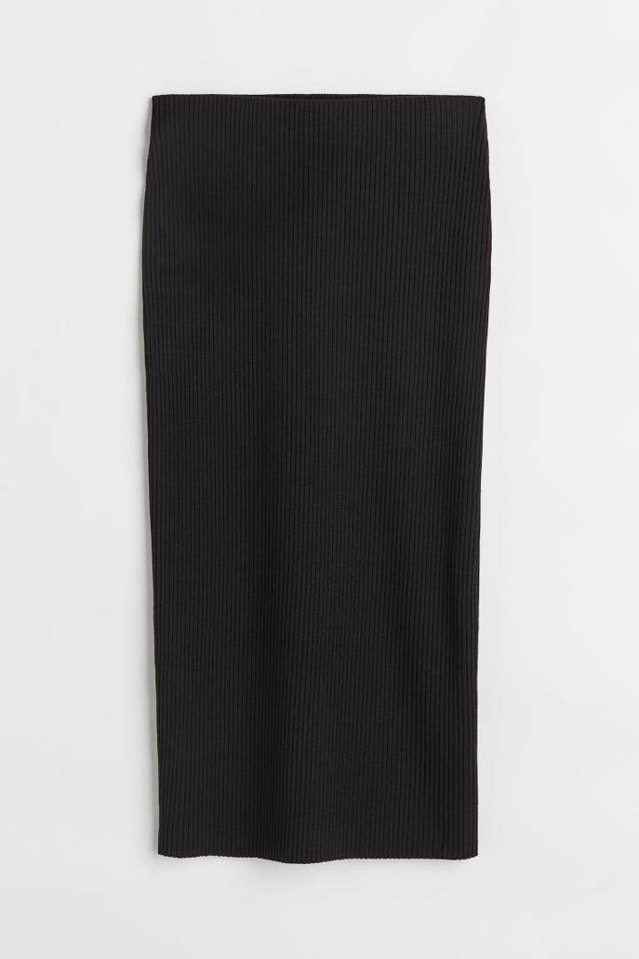 H & M - Ribbed Skirt - Black