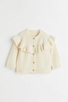 H & M - Flounce-trimmed Cardigan - Beige