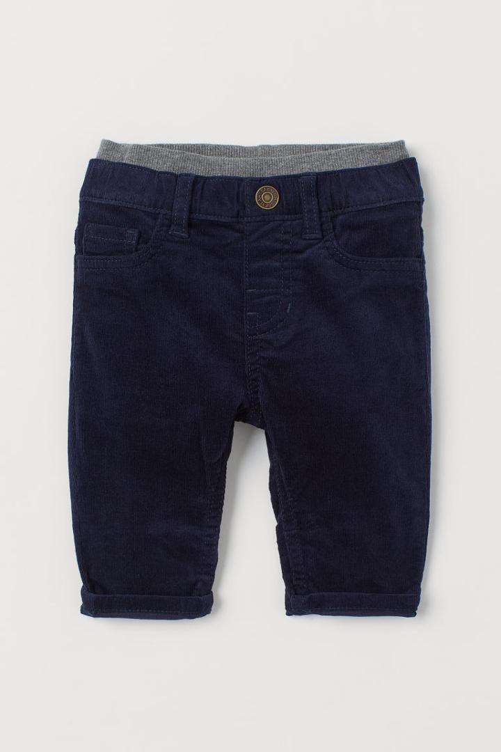 H & M - Pull-on Corduroy Pants - Blue