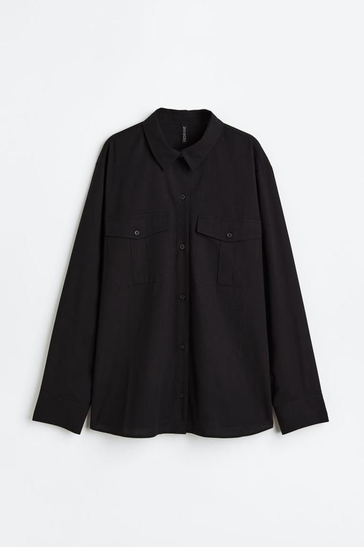 H & M - Poplin Shirt - Black