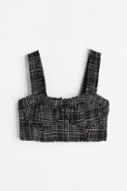 H & M - Fringe-trimmed Crop Top - Black