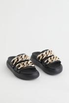 H & M - Chunky Chain-detail Slides - Black