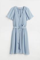 H & M - V-neck Chiffon Dress - Blue