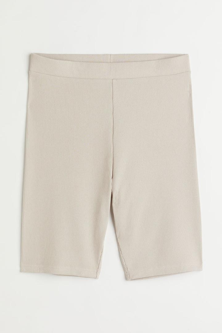 H & M - H & M+ Ribbed Bike Shorts - Brown
