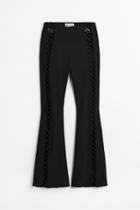 H & M - Flared Lacing-detail Pants - Black
