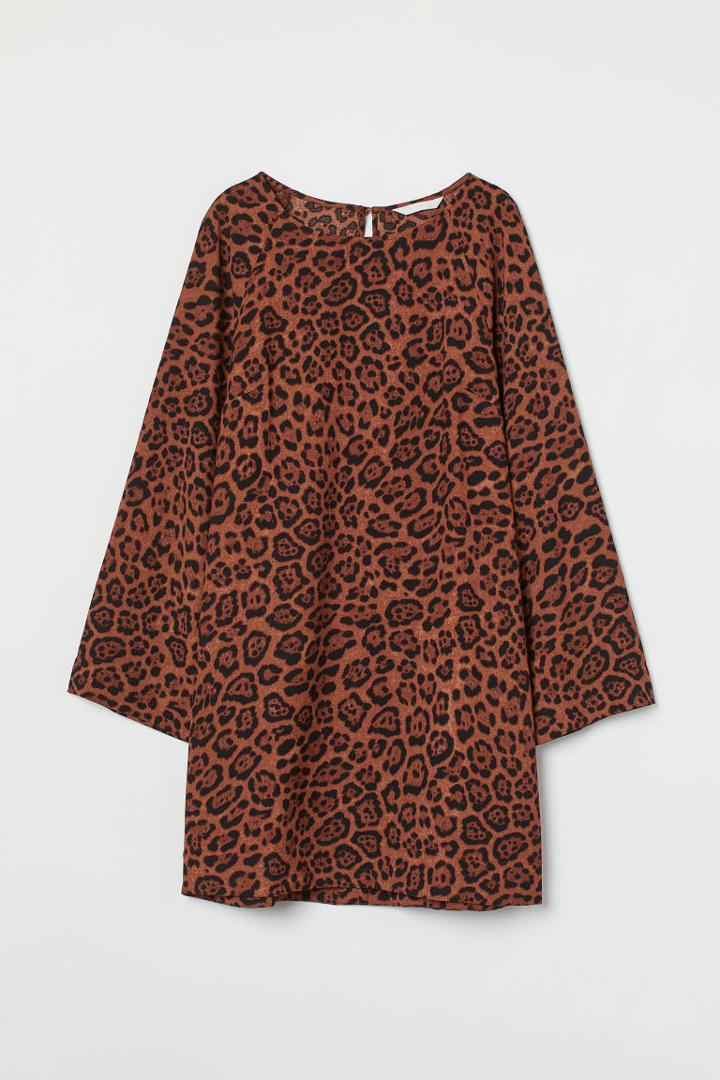 H & M - Wide-sleeved Dress - Beige