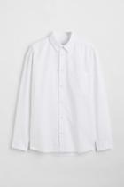 H & M - Relaxed Fit Linen-blend Shirt - White