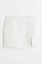 H & M - Short Linen-blend Skirt - White