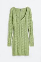 H & M - Cable-knit Dress - Green