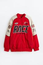 H & M - Oversized Printed Bomber Jacket - Red