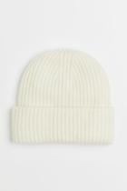 H & M - Rib-knit Cashmere Hat - White