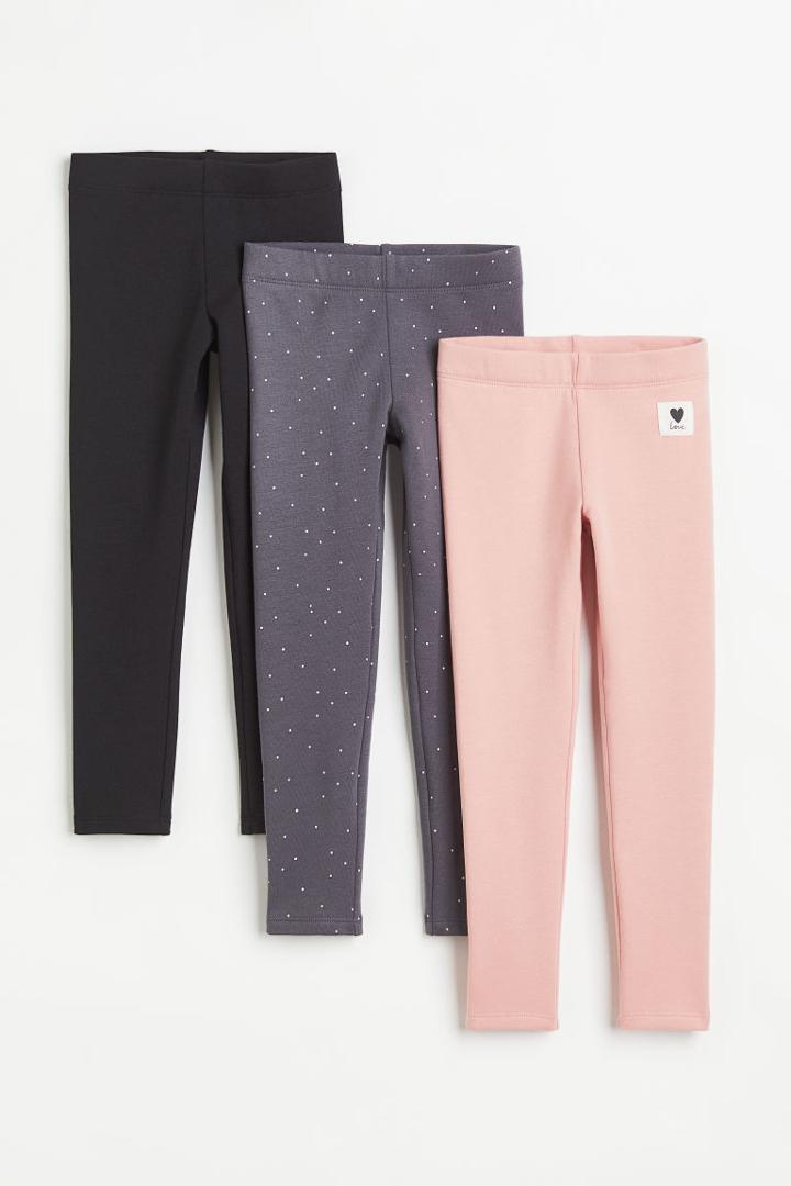 H & M - 3-pack Heavy Jersey Leggings - Pink