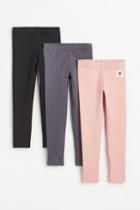 H & M - 3-pack Heavy Jersey Leggings - Pink