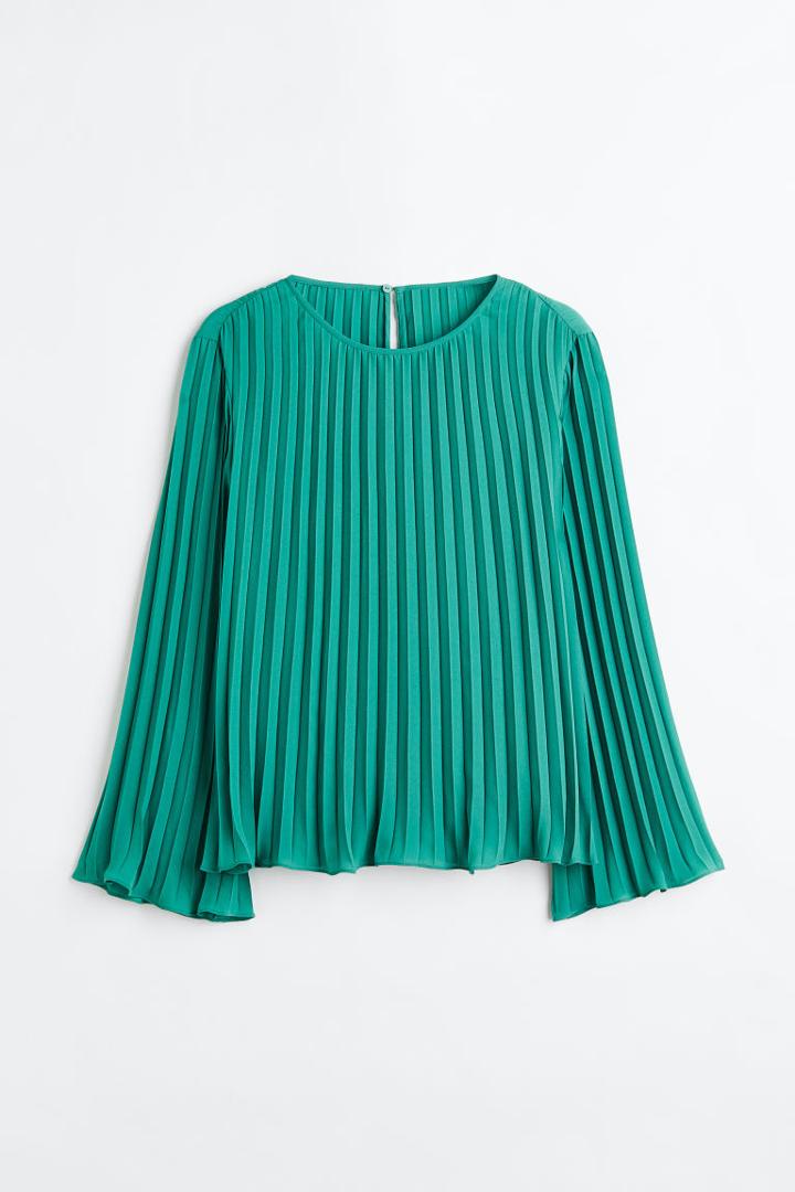 H & M - Pleated Blouse - Green