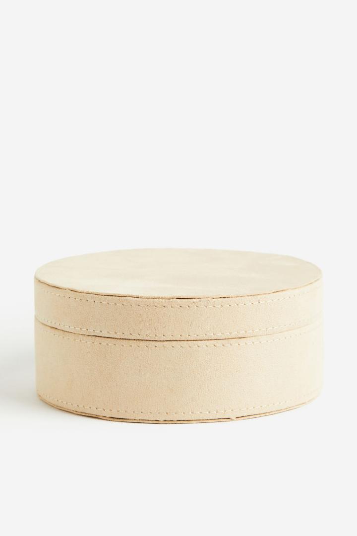 H & M - Round Jewelry Box - Beige
