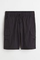 H & M - Relaxed Fit Nylon Cargo Shorts - Black