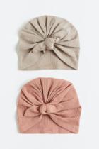 H & M - 2-pack Jersey Turban-style Hats - Pink