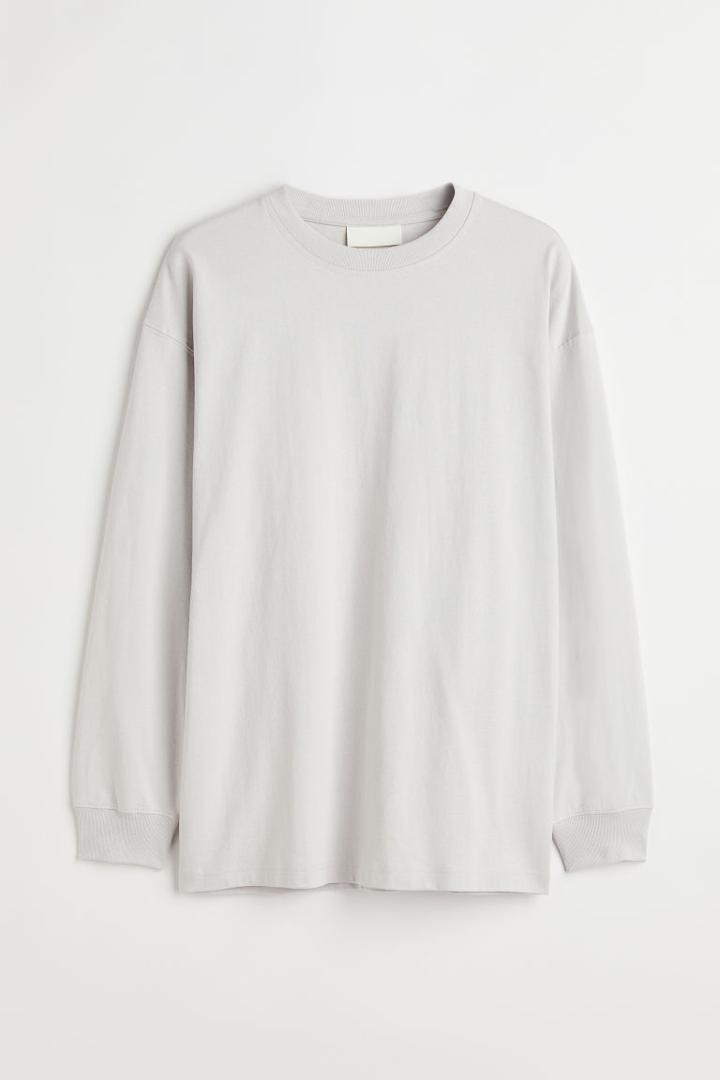 H & M - Oversized Fit Cotton Shirt - Gray