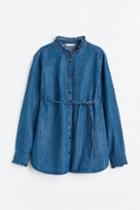 H & M - Mama Ruffle-trimmed Denim Shirt - Blue