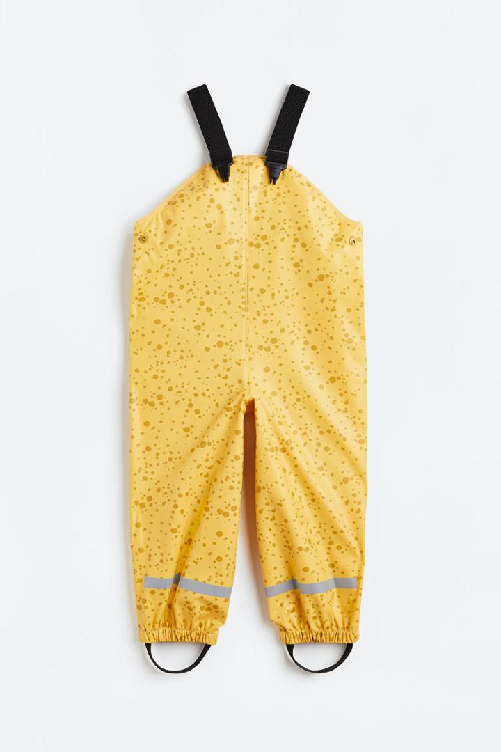 H & M - Rain Pants With Suspenders - Yellow