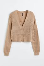 H & M - Pointelle-knit Cardigan - Beige