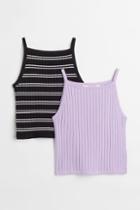 H & M - 2-pack Rib-knit Tops - Purple