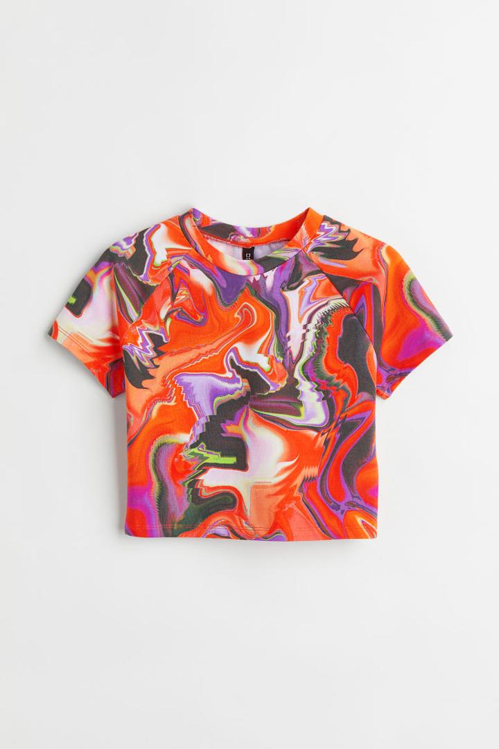H & M - Crop T-shirt - Orange
