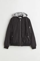 H & M - Hooded Bomber Jacket - Black
