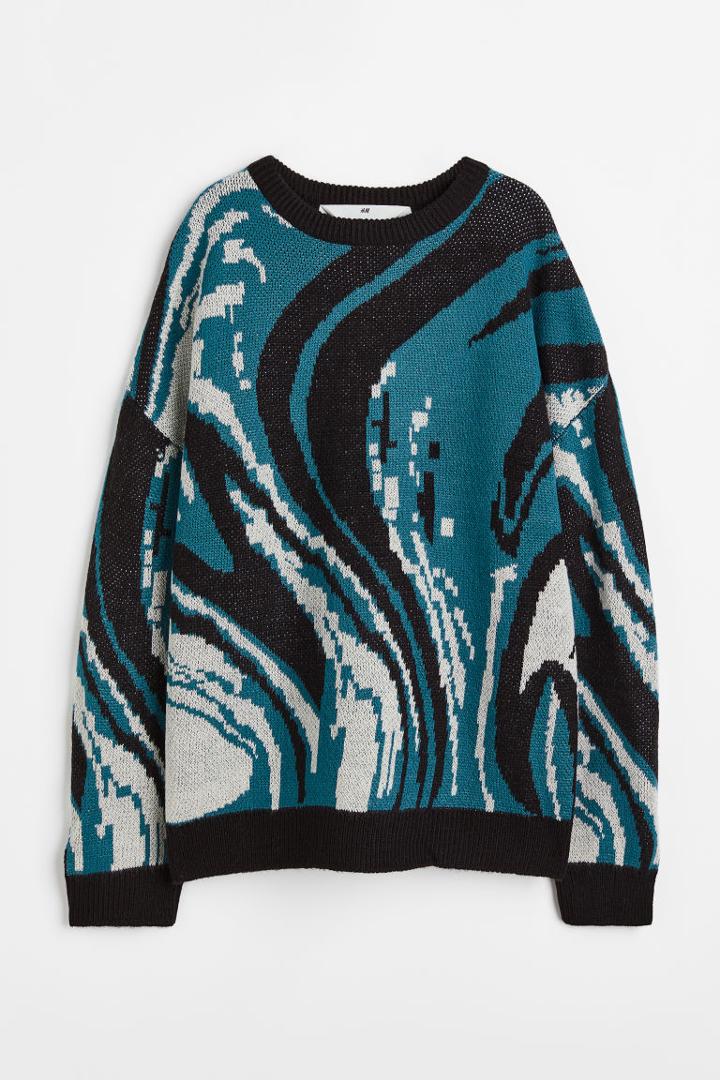 H & M - Double-knit Sweater - Turquoise