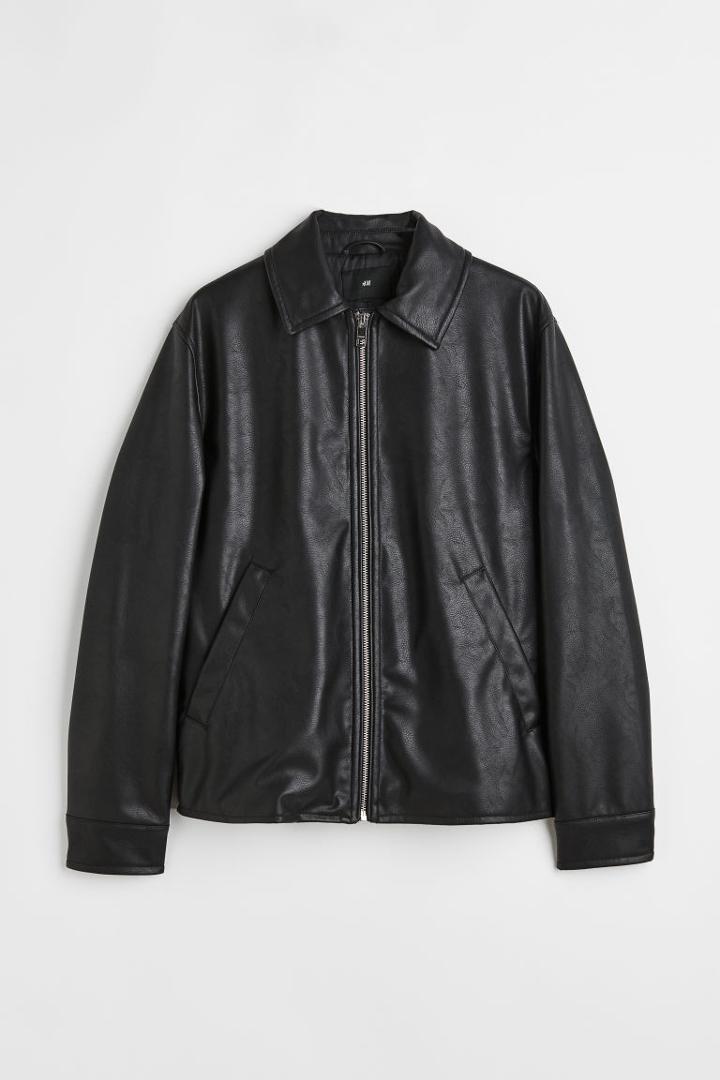 H & M - Faux Leather Jacket - Black