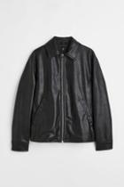 H & M - Faux Leather Jacket - Black