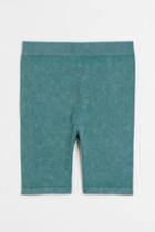 H & M - Seamless Ribbed Biker Shorts - Turquoise