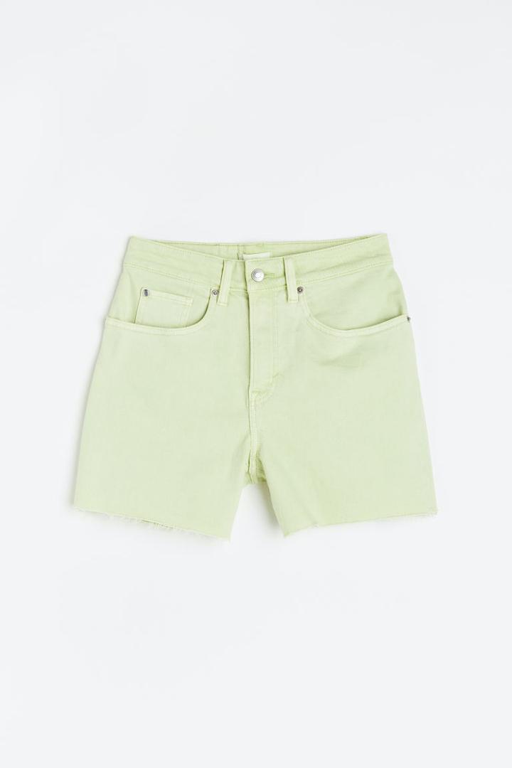 H & M - High Waist Denim Shorts - Green