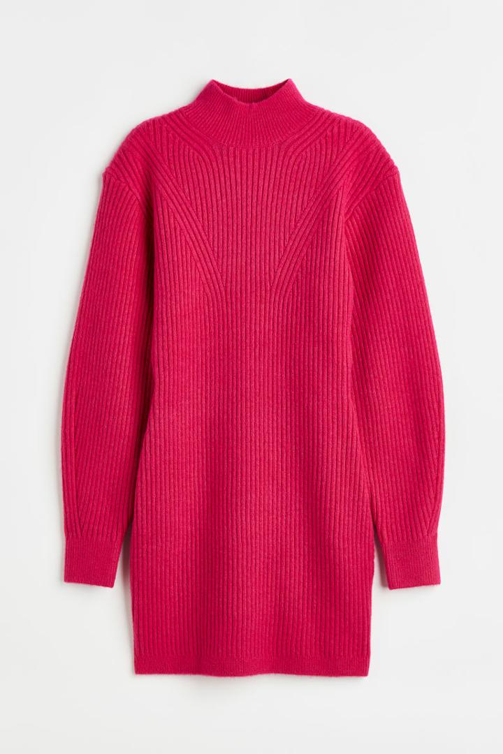 H & M - Mock-turtleneck Dress - Pink