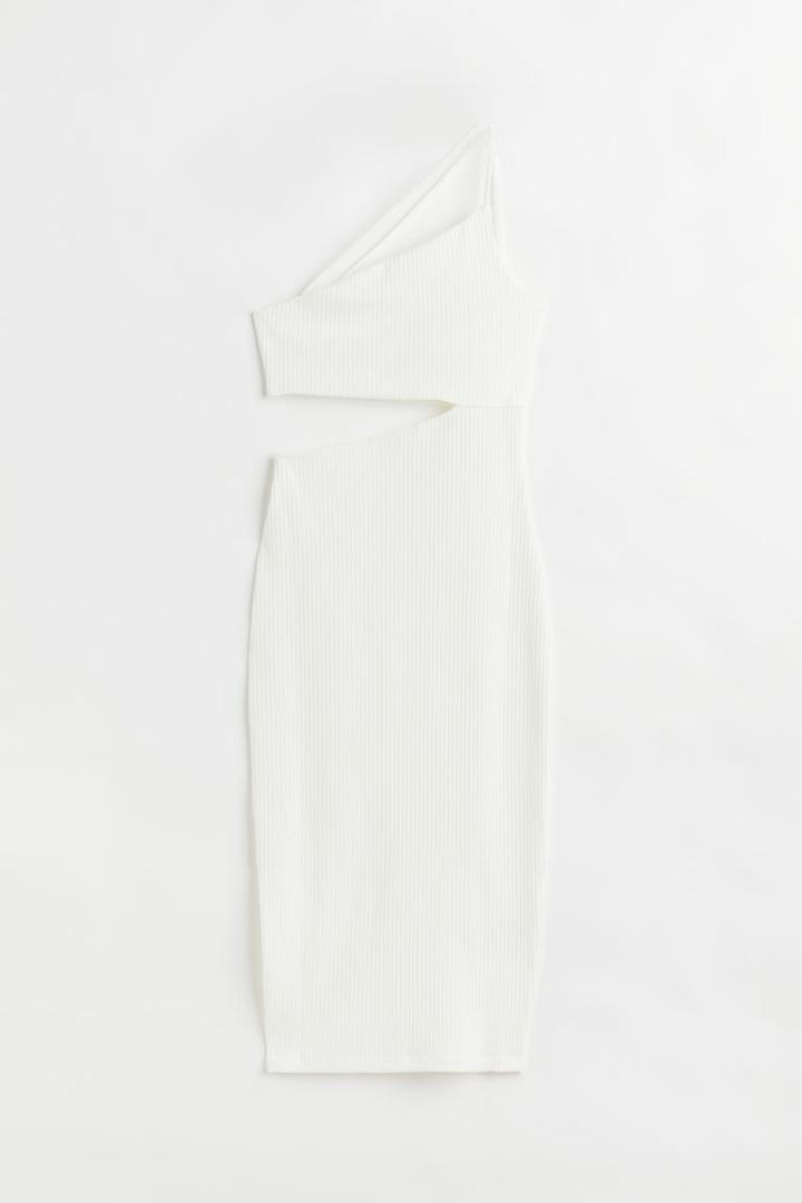 H & M - One-shoulder Cut-out Dress - White