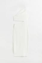 H & M - One-shoulder Cut-out Dress - White
