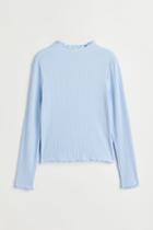 H & M - Long-sleeved Ribbed Top - Blue