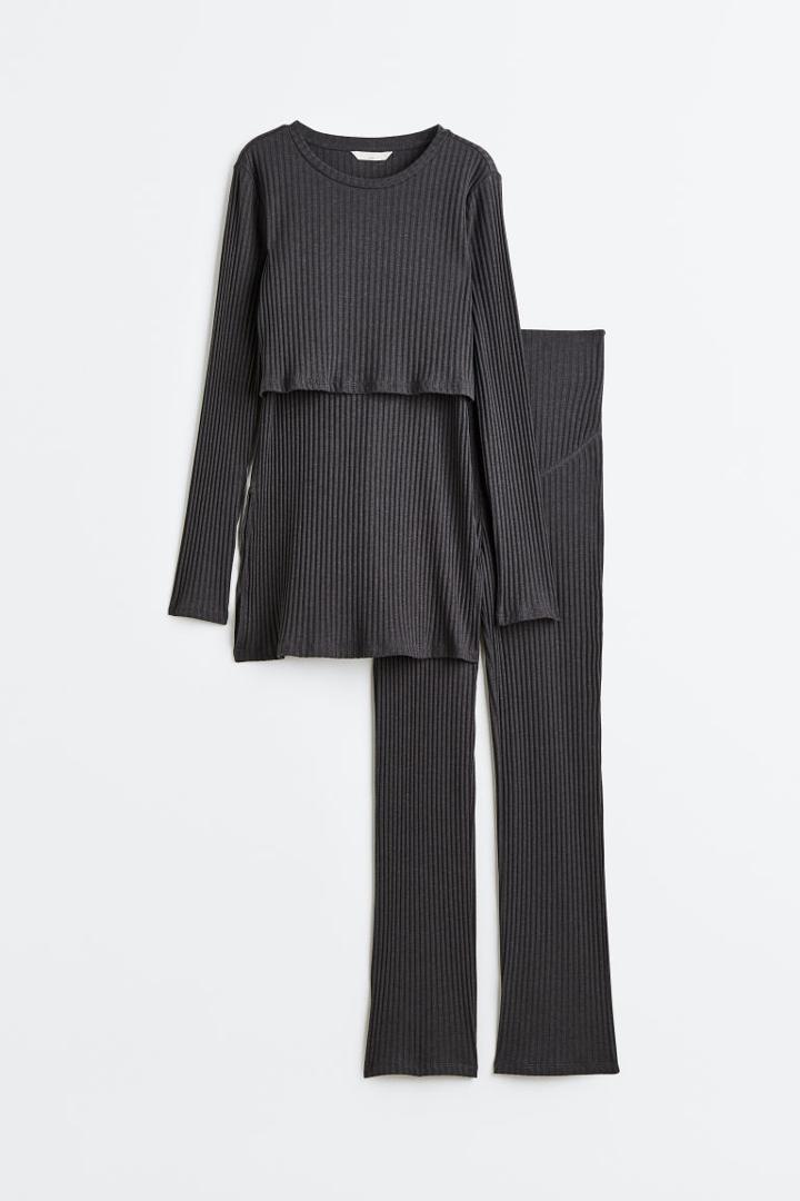H & M - Mama 2-piece Nursing Set - Gray
