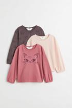 H & M - 3-pack Cotton Sweatshirts - Pink