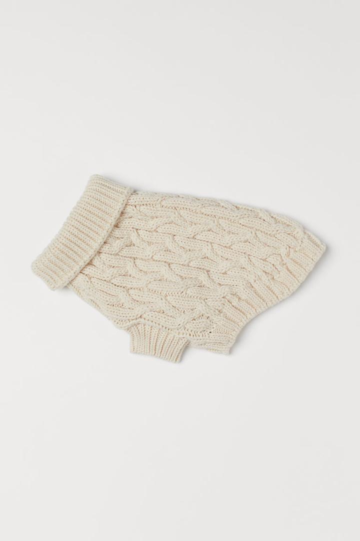 H & M - Cable-knit Dog Sweater - White