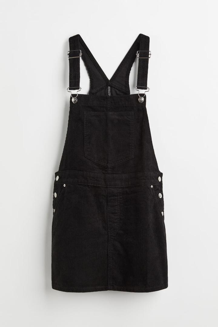 H & M - Corduroy Overall Dress - Black
