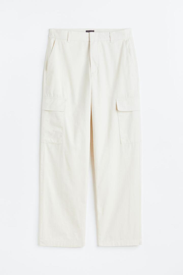 H & M - Relaxed Fit Cargo Pants - White