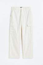 H & M - Relaxed Fit Cargo Pants - White
