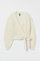 H & M - Knit Wrap-front Cardigan - White