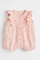 H & M - Ruffle-trimmed Romper Suit - Pink